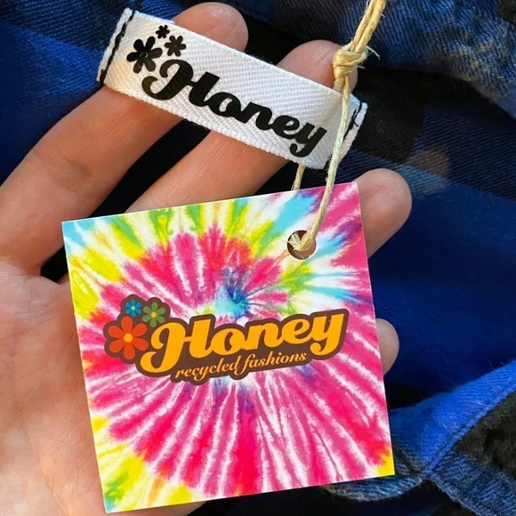 Upcycled Flannel Shirt Womens Size Medium Custom Bleached Plaid Boho Button Down - Picture 10 of 10